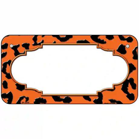 Orange Black Cheetah Scallop Metal Novelty License Plate 6" x 3" (BP)