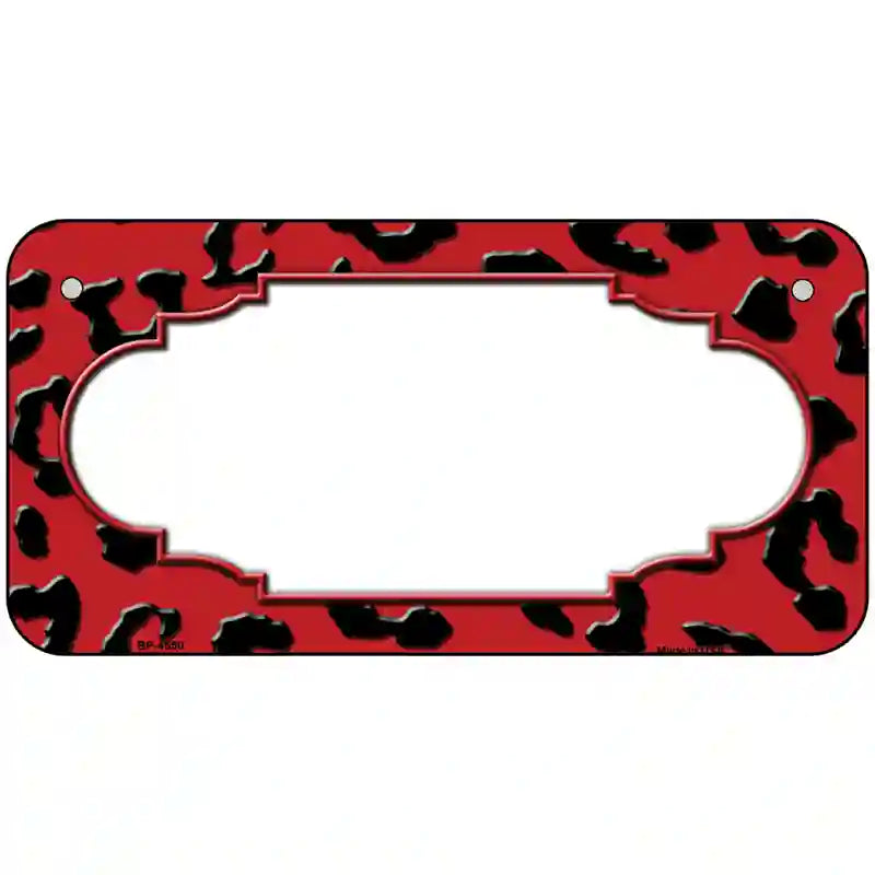 Red Black Cheetah Scallop Metal Novelty License Plate 6" x 3" (BP)