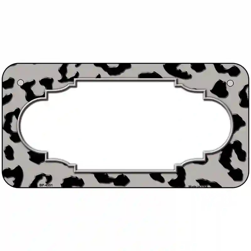 Grey Black Cheetah Scallop Metal Novelty License Plate 6" x 3" (BP)