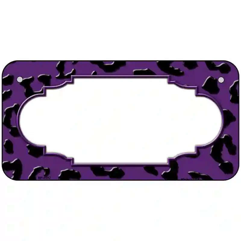 Purple Black Cheetah Scallop Metal Novelty License Plate 6" x 3" (BP)