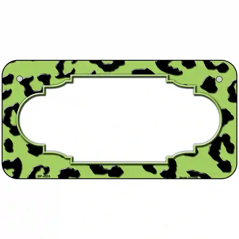 Lime Green Black Cheetah Scallop Metal Novelty License Plate 6" x 3" (BP)