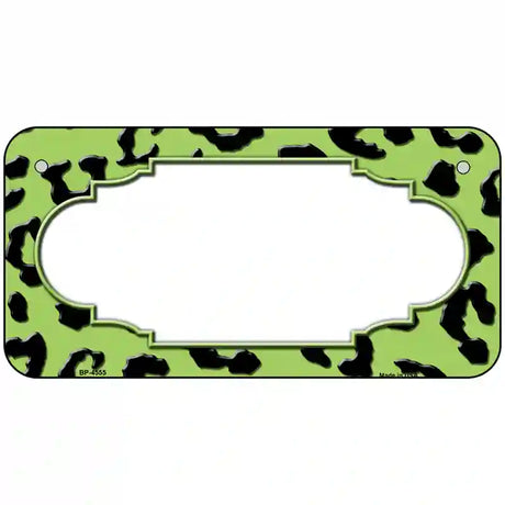 Lime Green Black Cheetah Scallop Metal Novelty License Plate 6" x 3" (BP)