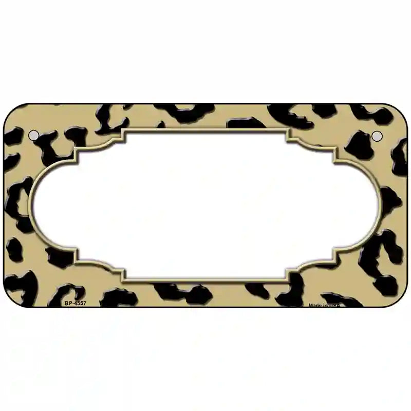 Gold Black Cheetah Scallop Metal Novelty License Plate 6" x 3" (BP)