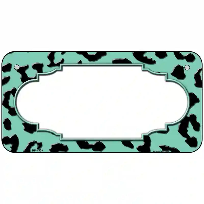 Mint Black Cheetah Scallop Metal Novelty License Plate 6" x 3" (BP)