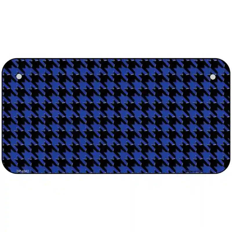 Blue Black Houndstooth Metal Novelty License Plate 6" x 3" (BP)