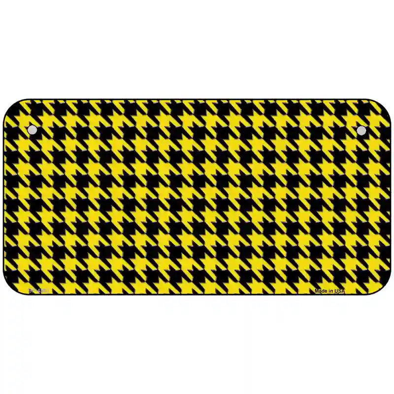 Yellow Black Houndstooth Metal Novelty License Plate 6" x 3" (BP)