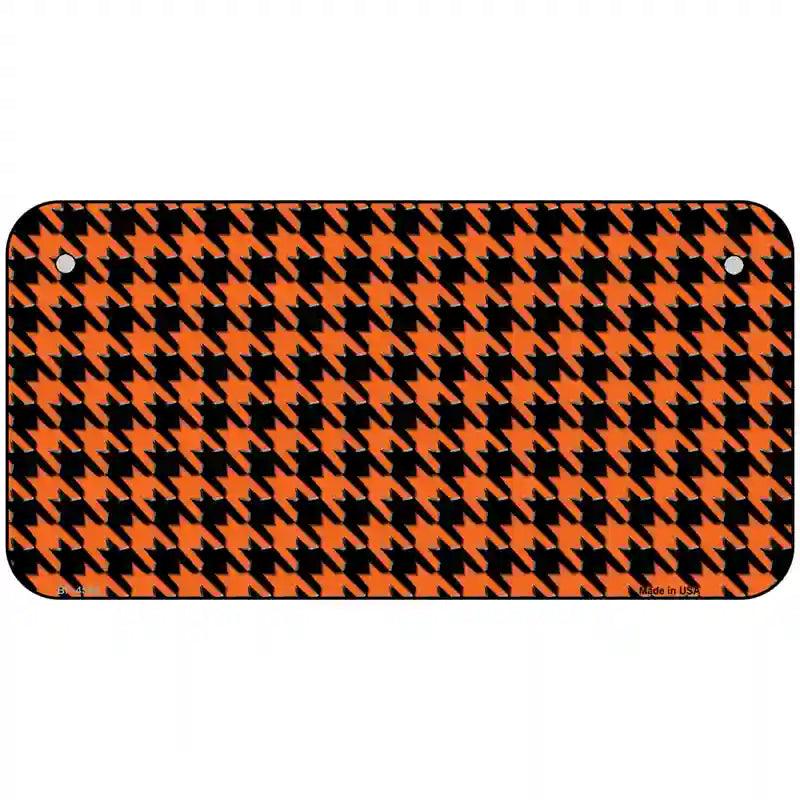 Orange Black Houndstooth Metal Novelty License Plate 6" x 3" (BP)