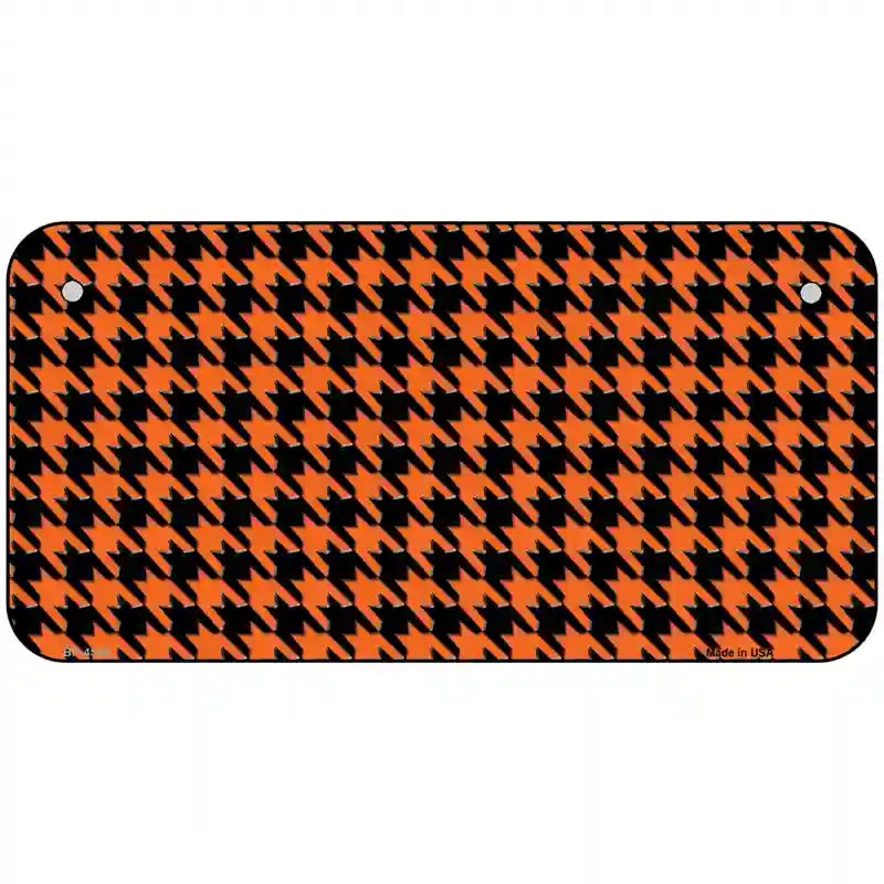 Orange Black Houndstooth Metal Novelty License Plate 6" x 3" (BP)