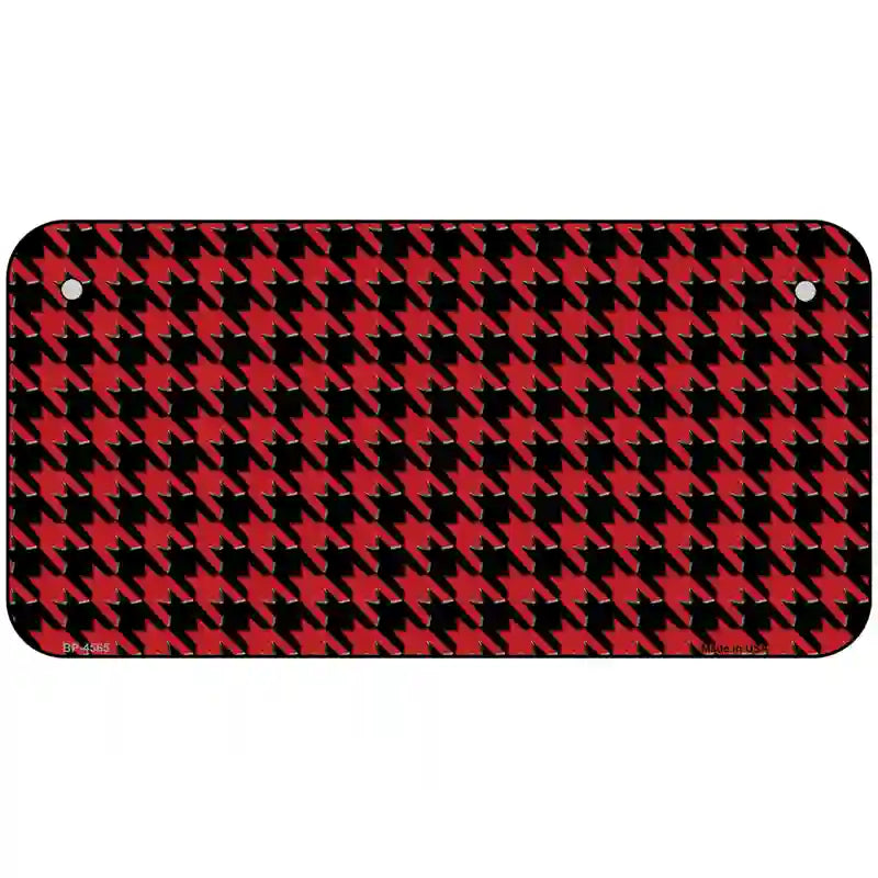 Red Black Houndstooth Metal Novelty License Plate 6" x 3" (BP)