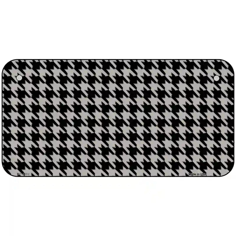 Grey Black Houndstooth Metal Novelty License Plate 6" x 3" (BP)