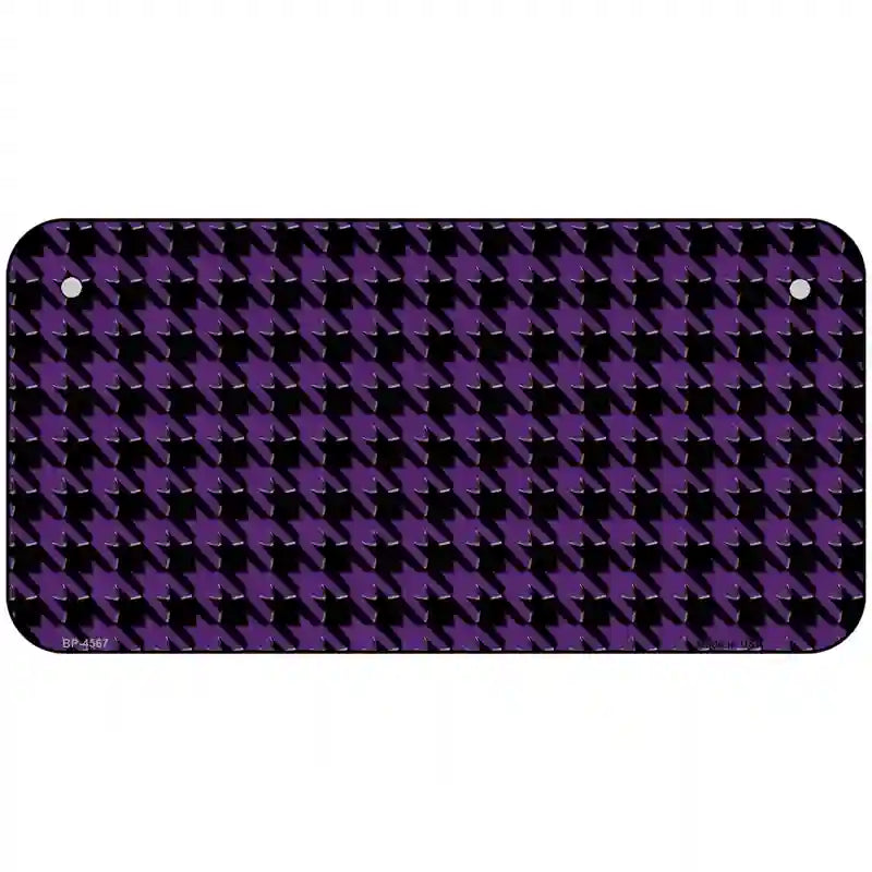 Purple Black Houndstooth Metal Novelty License Plate 6" x 3" (BP)