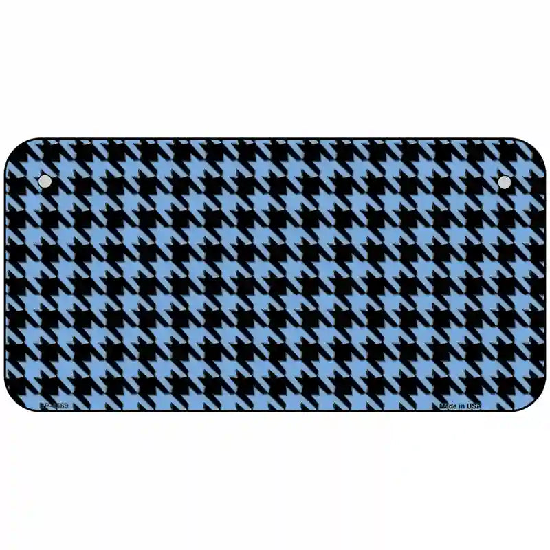 Light Blue Black Houndstooth Metal Novelty License Plate 6" x 3" (BP)