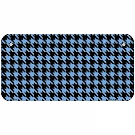 Light Blue Black Houndstooth Metal Novelty License Plate 6" x 3" (BP)