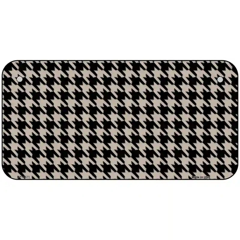 Tan Black Houndstooth Metal Novelty License Plate 6" x 3" (BP)