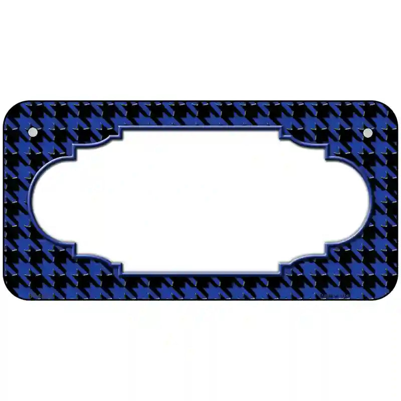 Blue Black Houndstooth Scallop Center Metal Novelty License Plate 6" x 3" (BP)