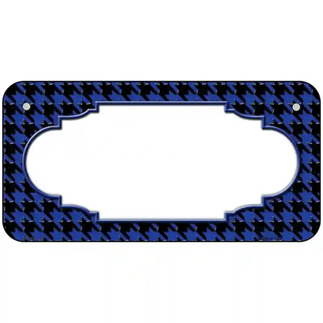 Blue Black Houndstooth Scallop Center Metal Novelty License Plate 6" x 3" (BP)