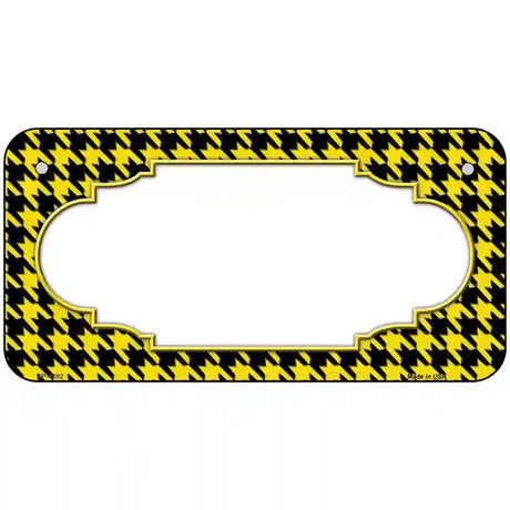 Yellow Black Houndstooth Scallop Center Metal Novelty License Plate 6" x 3" (BP)