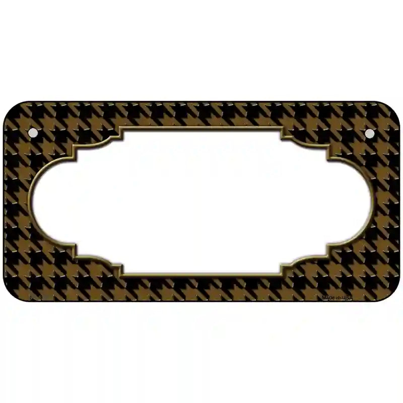 Brown Black Houndstooth Scallop Center Metal Novelty License Plate 6" x 3" (BP)