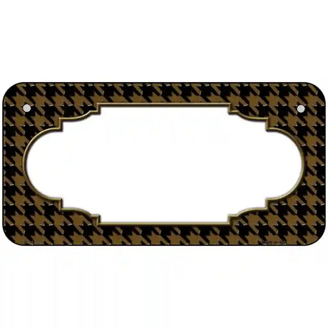 Brown Black Houndstooth Scallop Center Metal Novelty License Plate 6" x 3" (BP)