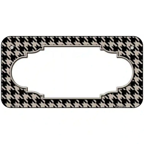 Tan Black Houndstooth Scallop Center Metal Novelty License Plate 6" x 3" (BP)