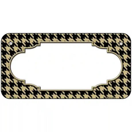 Gold Black Houndstooth Scallop Center Metal Novelty License Plate 6" x 3" (BP)