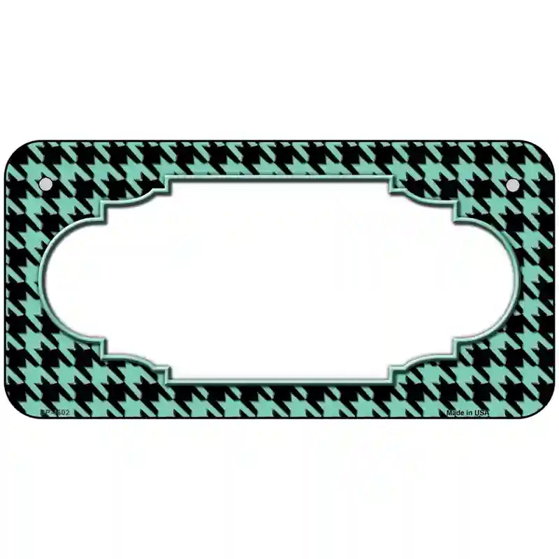 Mint Black Houndstooth Scallop Center Metal Novelty License Plate 6" x 3" (BP)