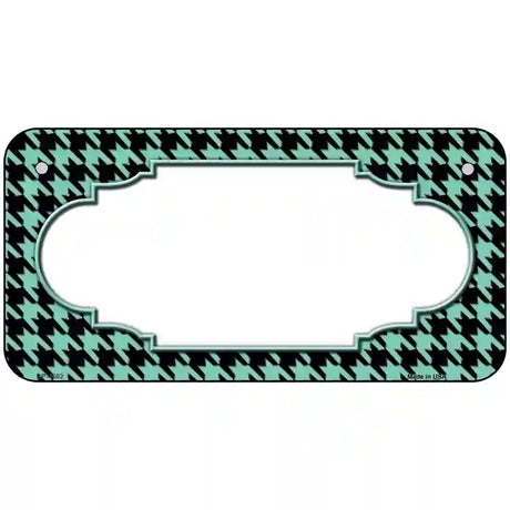 Mint Black Houndstooth Scallop Center Metal Novelty License Plate 6" x 3" (BP)