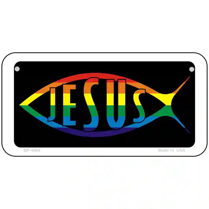 Jesus Fish Rainbow Metal Novelty License Plate 6" x 3" (BP)