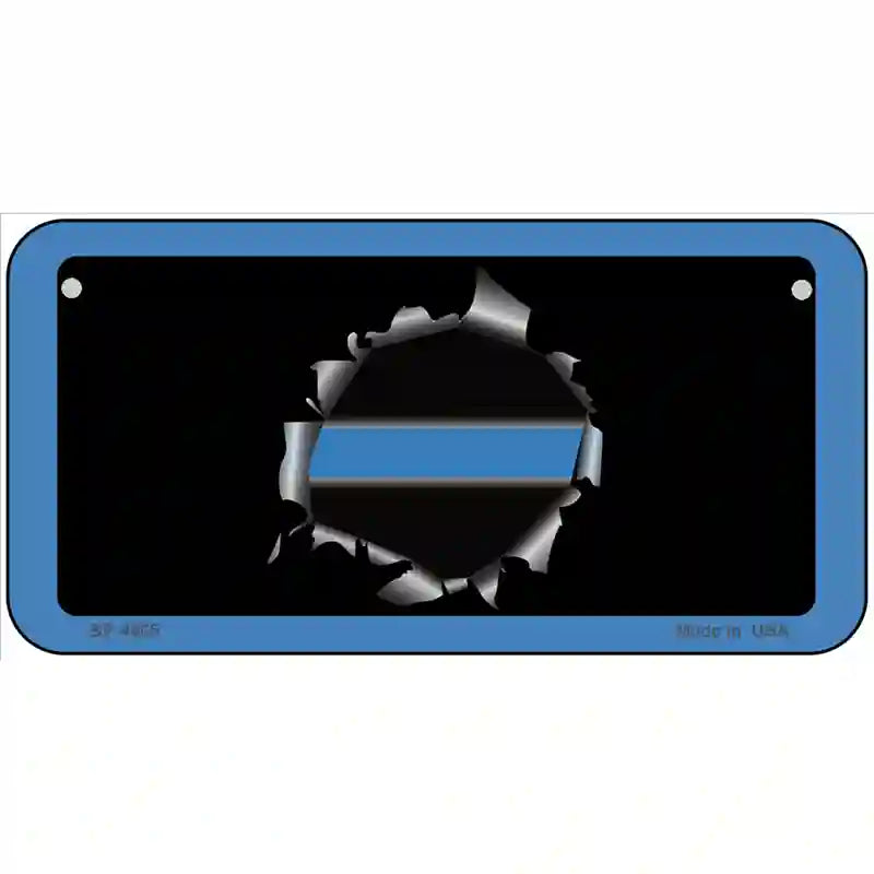 Thin Blue Line Bullet Hole Metal Novelty License Plate 6" x 3" (BP)