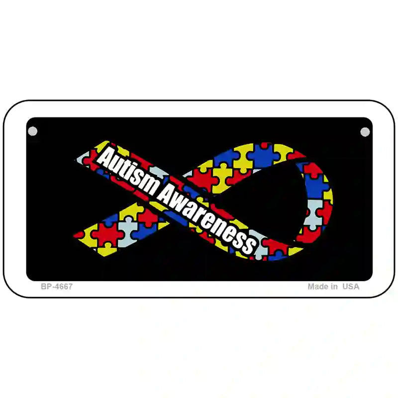 Autism Awareness Ribbon Metal Novelty License Plate 6" x 3" (BP)