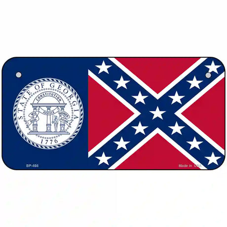 Old Georgia State Flag Metal Novelty License Plate 6" x 3" (BP)