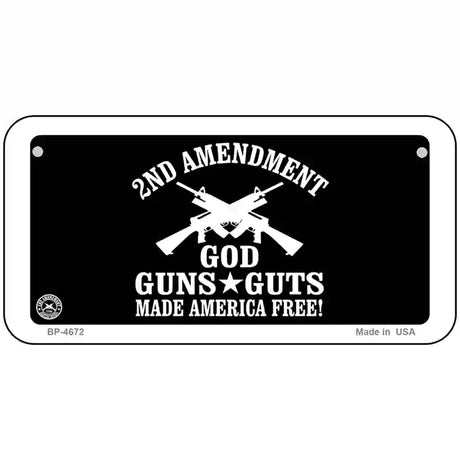 God, Guns, Guts Metal Novelty License Plate 6" x 3" (BP)