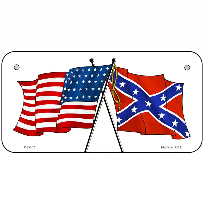 Confederate USA Crossed Flags Metal Novelty License Plate 6" x 3" (BP)