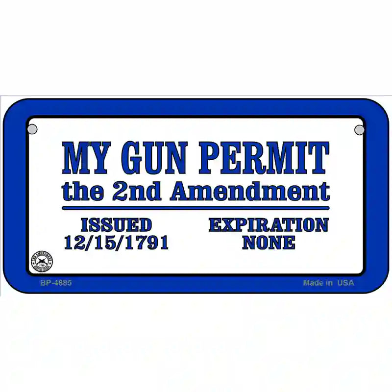 My Gun Permit Metal Novelty License Plate 6" x 3" (BP)