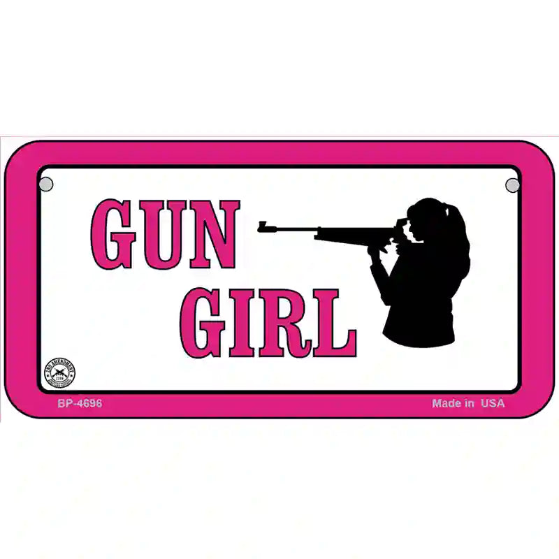 Gun Girl Metal Novelty License Plate 6" x 3" (BP)