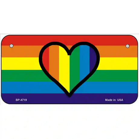 Rainbow Heart Metal Novelty License Plate 6" x 3" (BP)