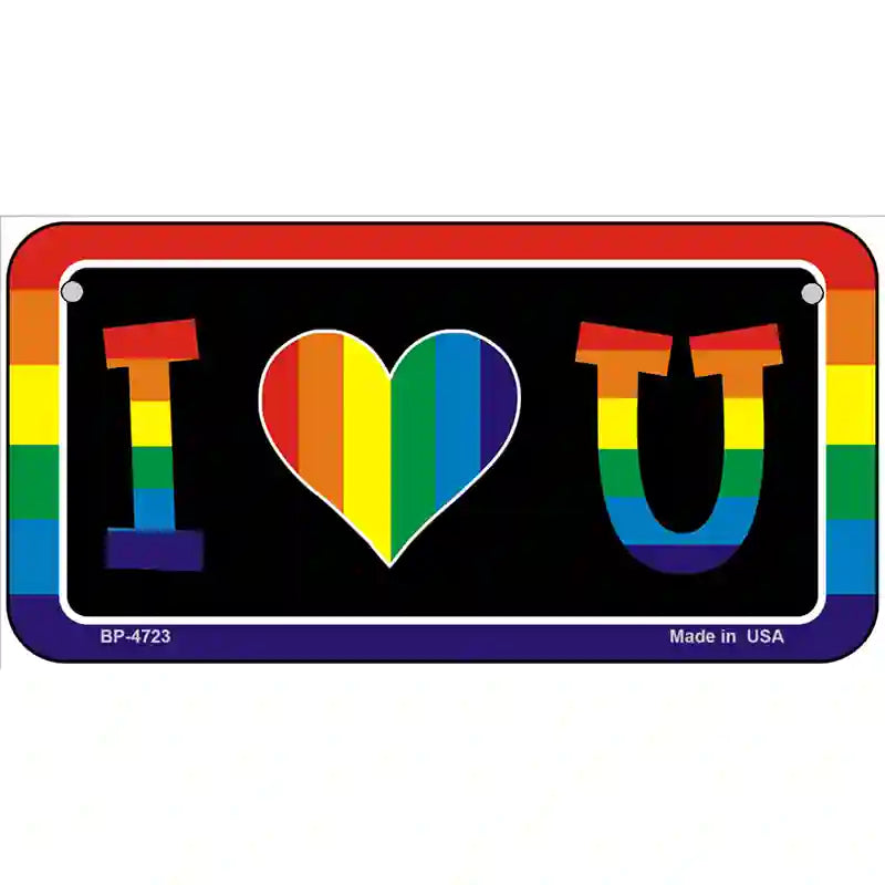 I Love U Metal Novelty License Plate 6" x 3" (BP)