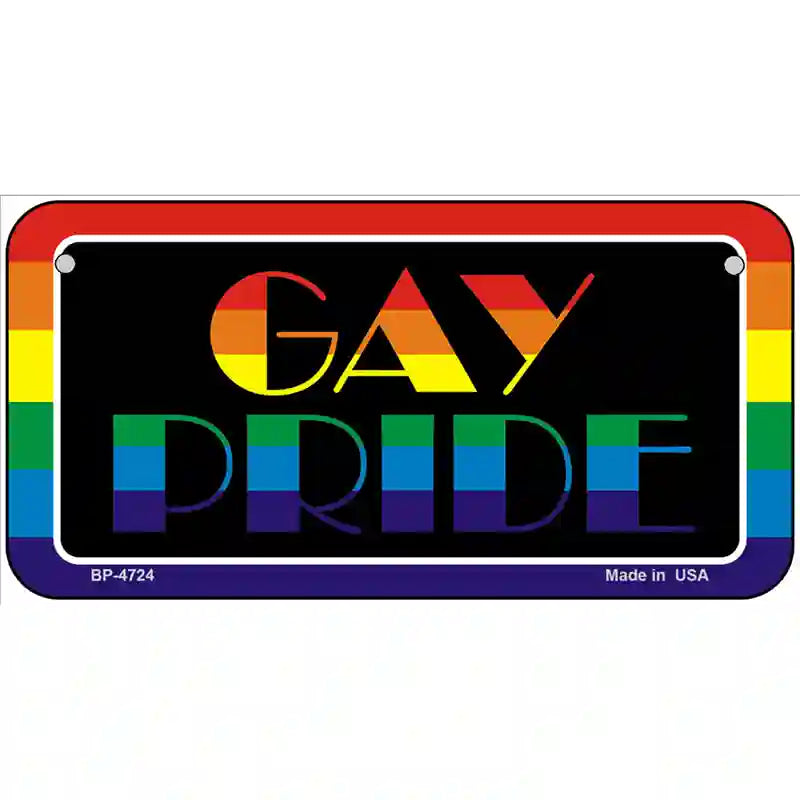 Gay Pride Metal Novelty License Plate 6" x 3" (BP)