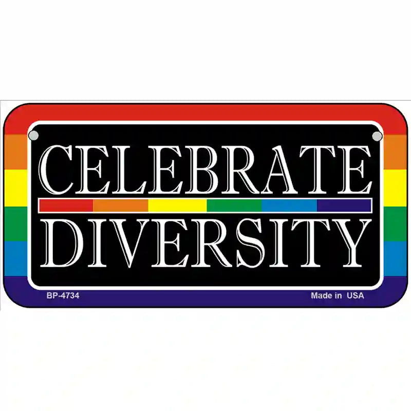 Celebrate Diversity Metal Novelty License Plate 6" x 3" (BP)