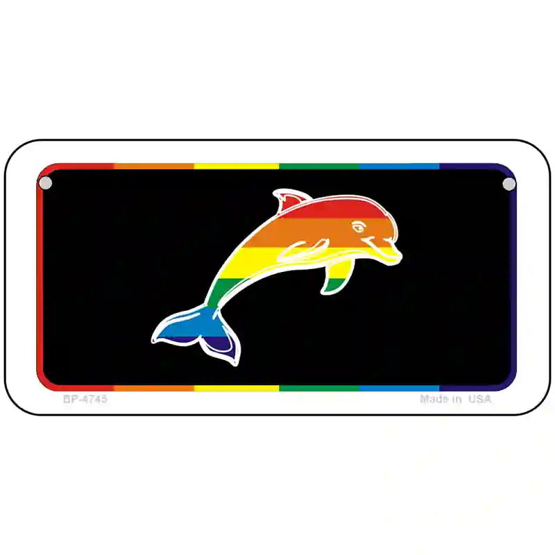 Dolphin Metal Novelty License Plate 6" x 3" (BP)