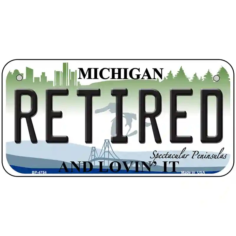 Retired Michigan State Metal Novelty License Plate 6" x 3" (BP)