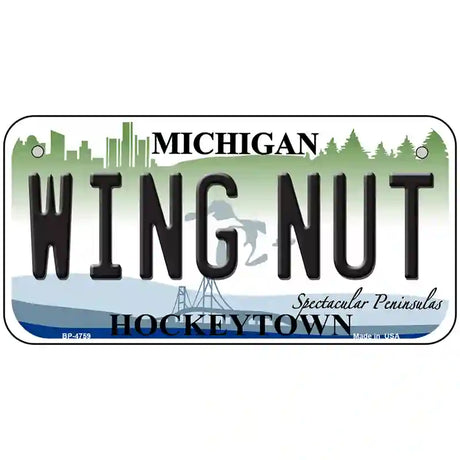 Wing Nut Michigan State Metal Novelty License Plate 6" x 3" (BP)