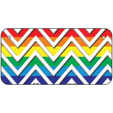 Rainbow White Chevron Metal Novelty License Plate 6" x 3" (BP)