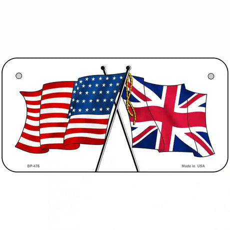 United States Britain Crossed Flags Novelty License Plate 6" x 3" (BP)