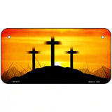 Three Crosses Sunset Metal Novelty License Plate 6" x 3" (BP)