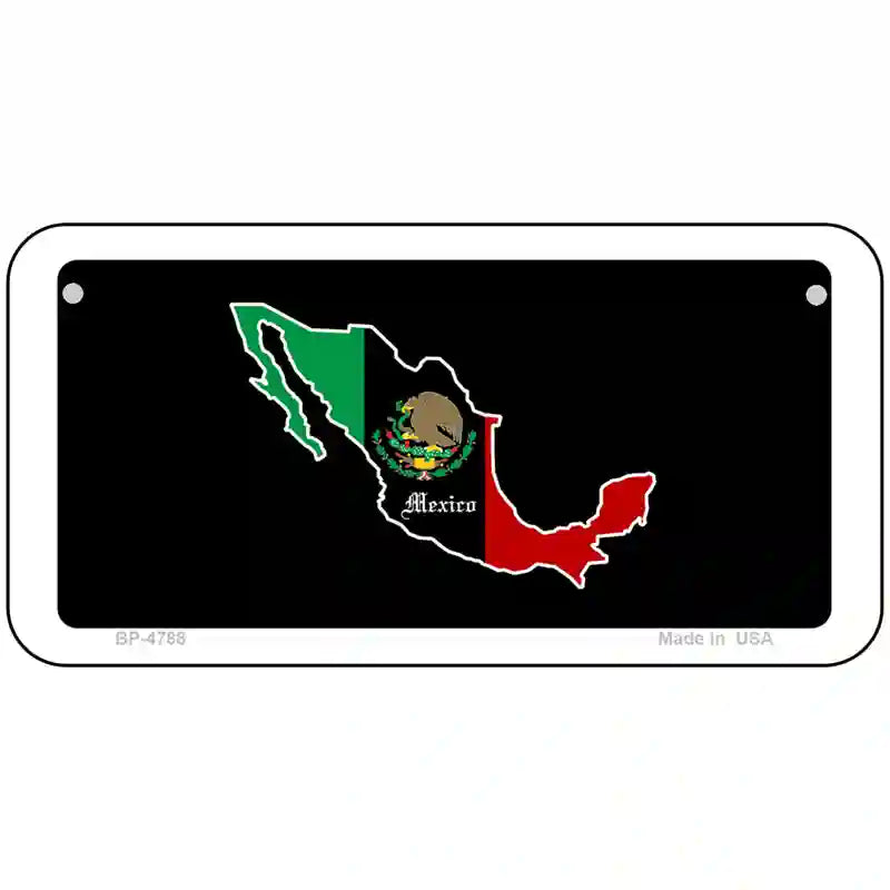 Mexico Outline with Flag Metal Novelty License Plate 6" x 3" (BP)