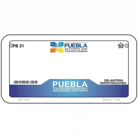 Puebla Mexico Novelty Metal License Plate 6" x 3" (BP)