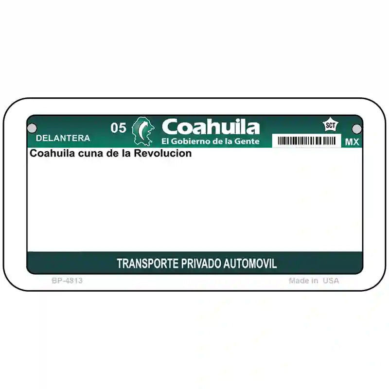 Coahuila Mexico Novelty Metal License Plate 6" x 3" (BP)