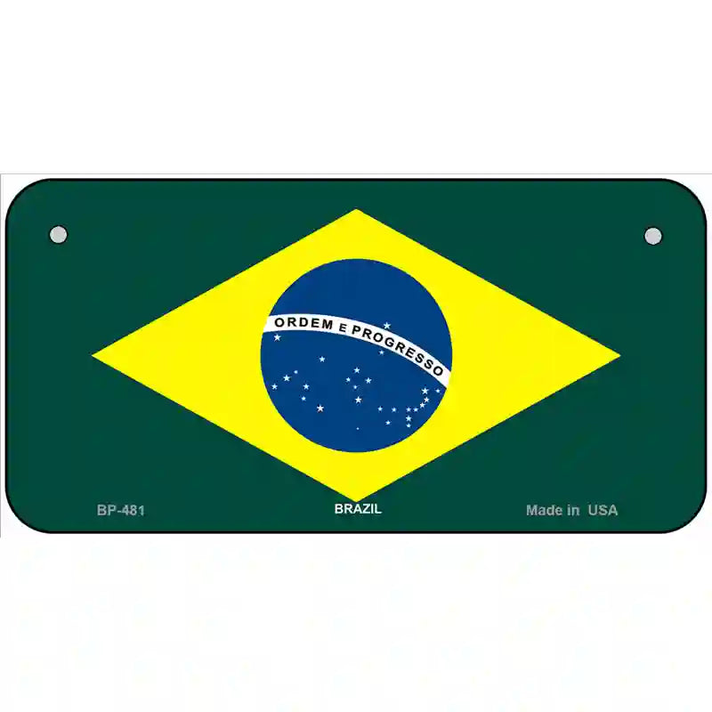 Brazil Flag Metal Novelty License Plate 6" x 3" (BP)