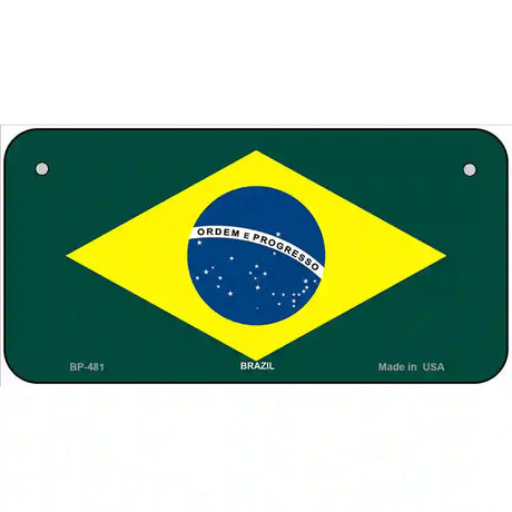 Brazil Flag Metal Novelty License Plate 6" x 3" (BP)